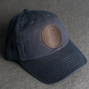 Leather Patch Unstructured Style Hat - Circle Patch - Floral Stamp