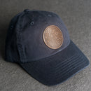 Leather Patch Unstructured Style Hat - Circle Patch - Floral Stamp