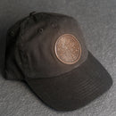 Leather Patch Unstructured Style Hat - Circle Patch - Floral Stamp