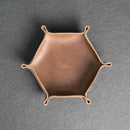 Personalized Leather Valet Tray - Hexagon