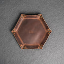 Personalized Leather Valet Tray - Hexagon